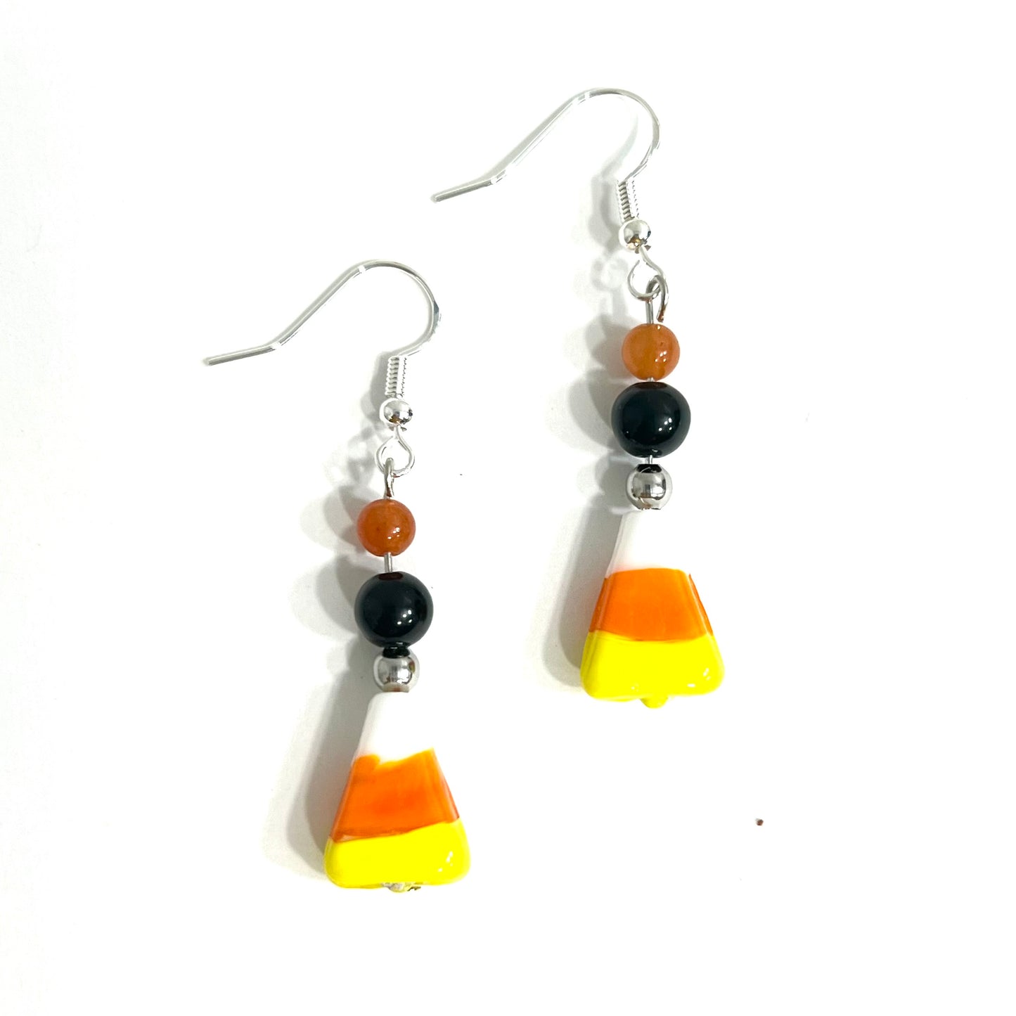 I Love Candy Corn Crystal Sterling Silver Halloween Dangles (Get it Free with $100 Order)