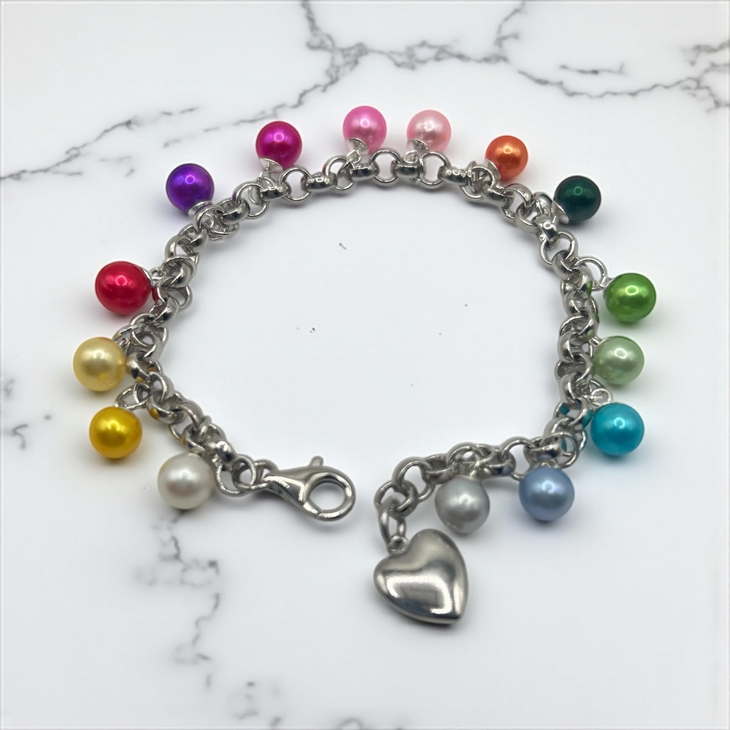 Limited Edition Rainbow Stainless Steel True Love Bracelet 7.5"