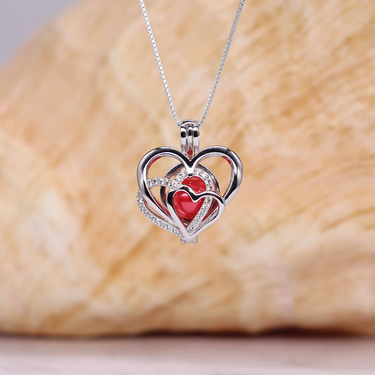 Heart Beats Forever Sterling Silver cage pendant PREORDER