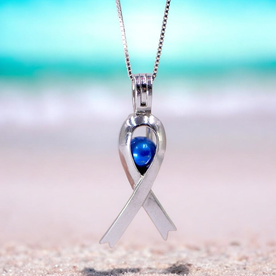 Awareness Ribbon Sterling Silver Cage Pendant