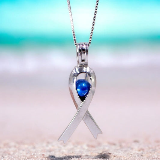 Awareness Ribbon Sterling Silver Cage Pendant