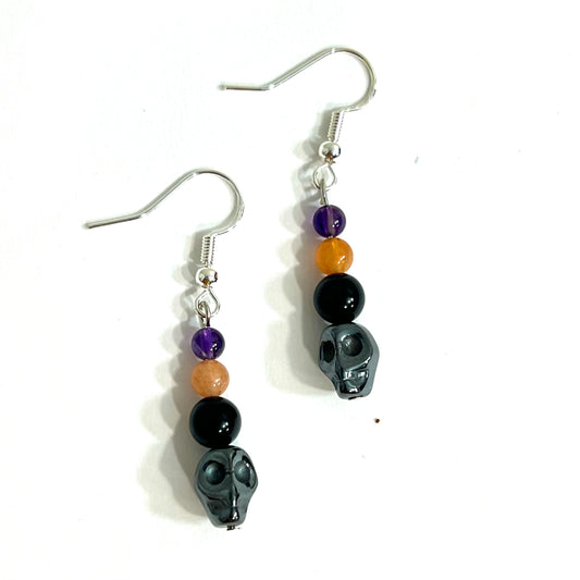 Do I Scare You? Sterling Silver Skull Halloween Dangle Earrings (Get it Free with $100 Order)