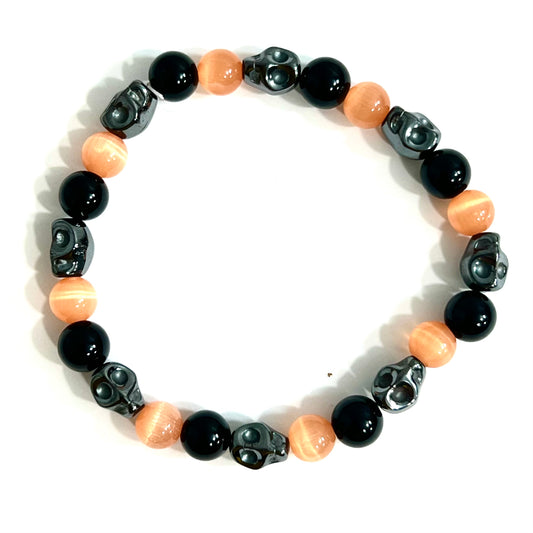 Do I Scare You? Sterling Silver Skull Halloween Crystal Bracelet (Get it Free with $100 Order)