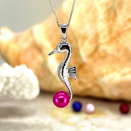 Jumping Seahorse Sterling Silver Pendant