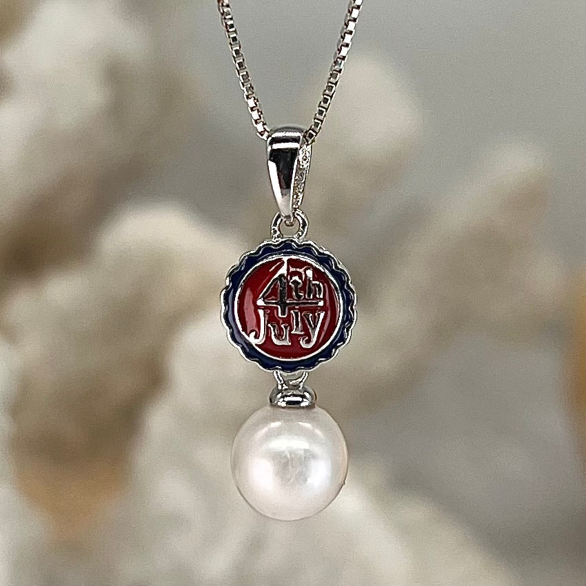 Happy 4th Of July Sterling Silver Set Pendant