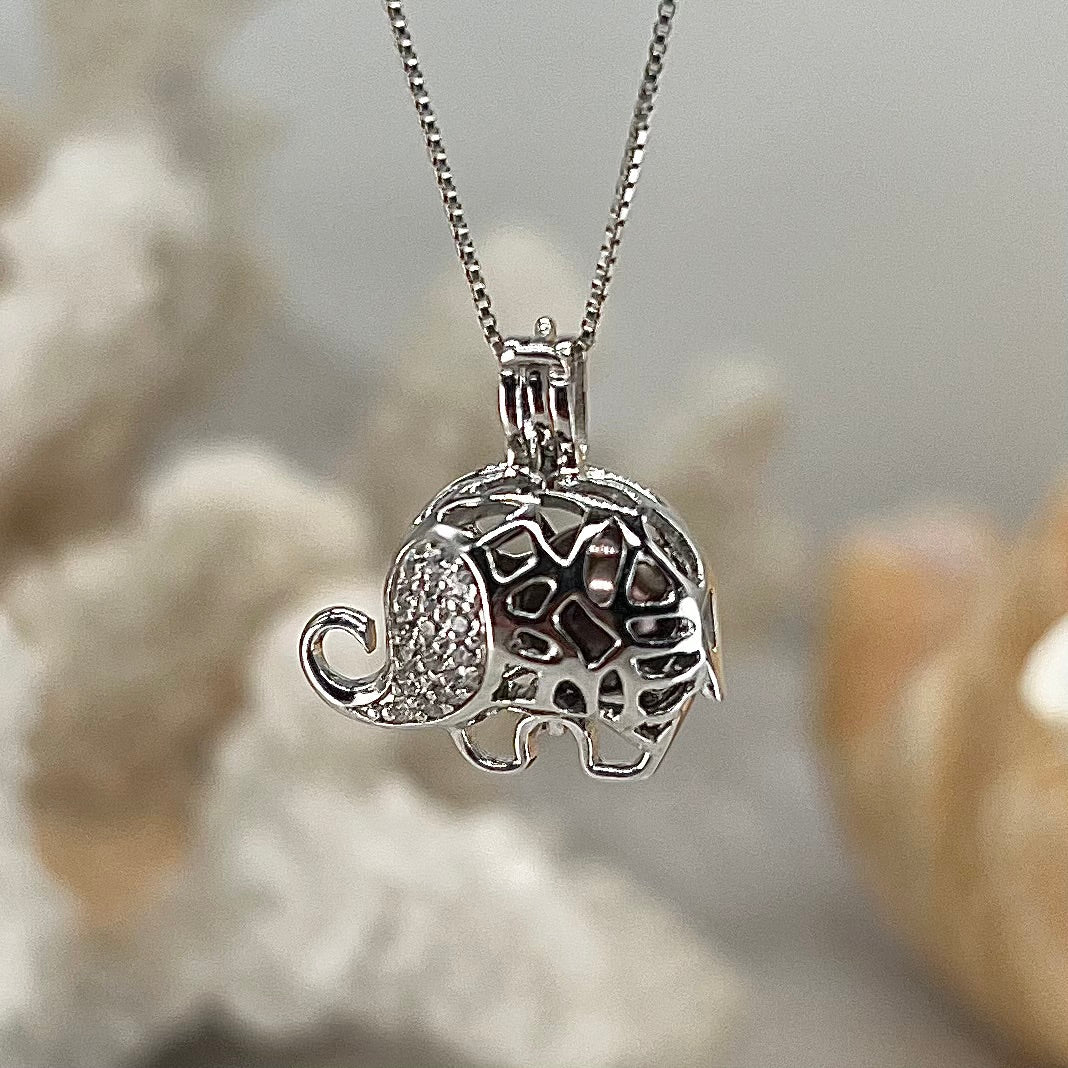 Little Elephant Sterling Silver Cage Pendant