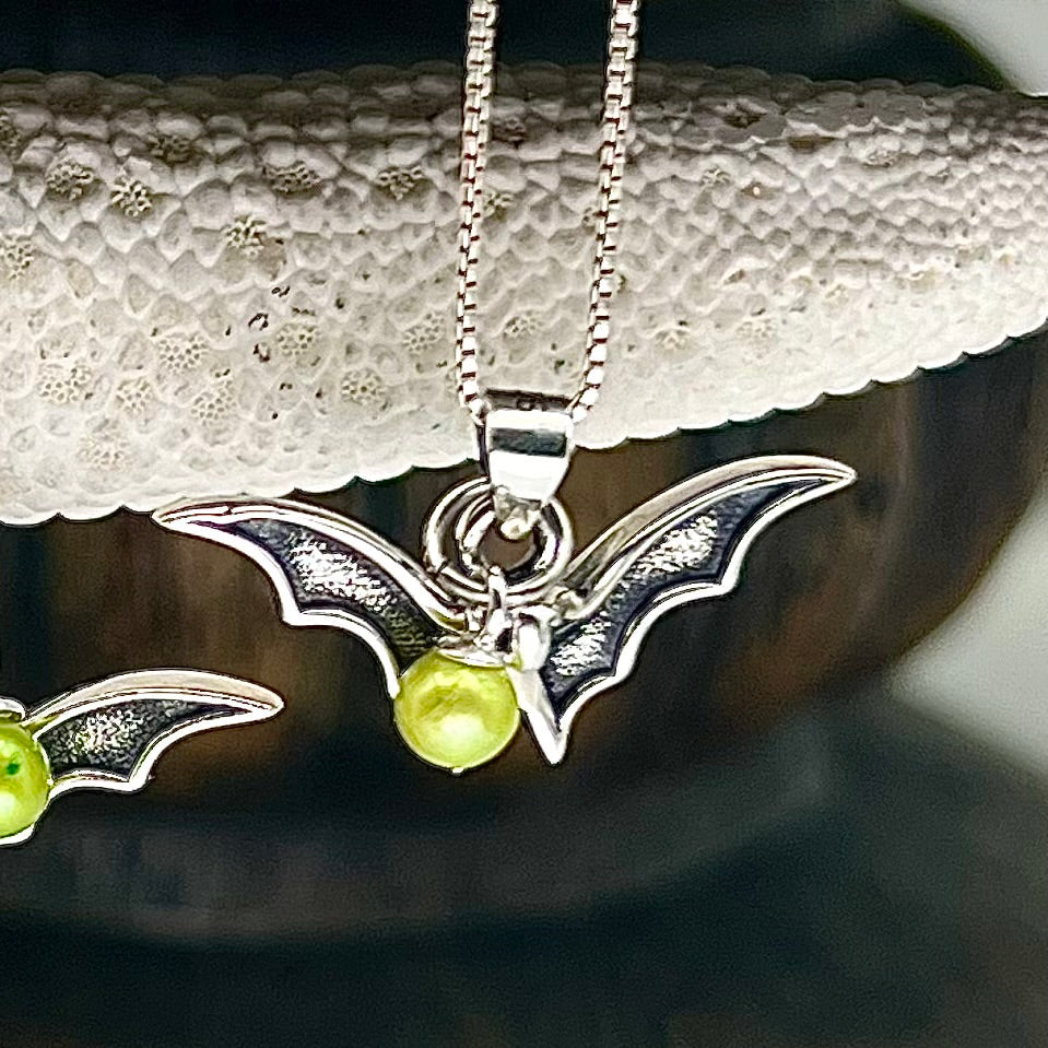 The Bat Cave Sterling Silver Bat Micro Pearl Pendant