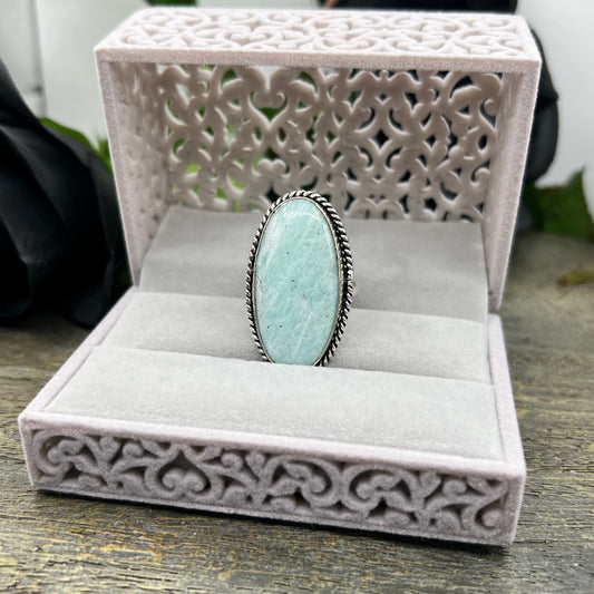 Sterling Silver Amazonite Ring - Size 10.5