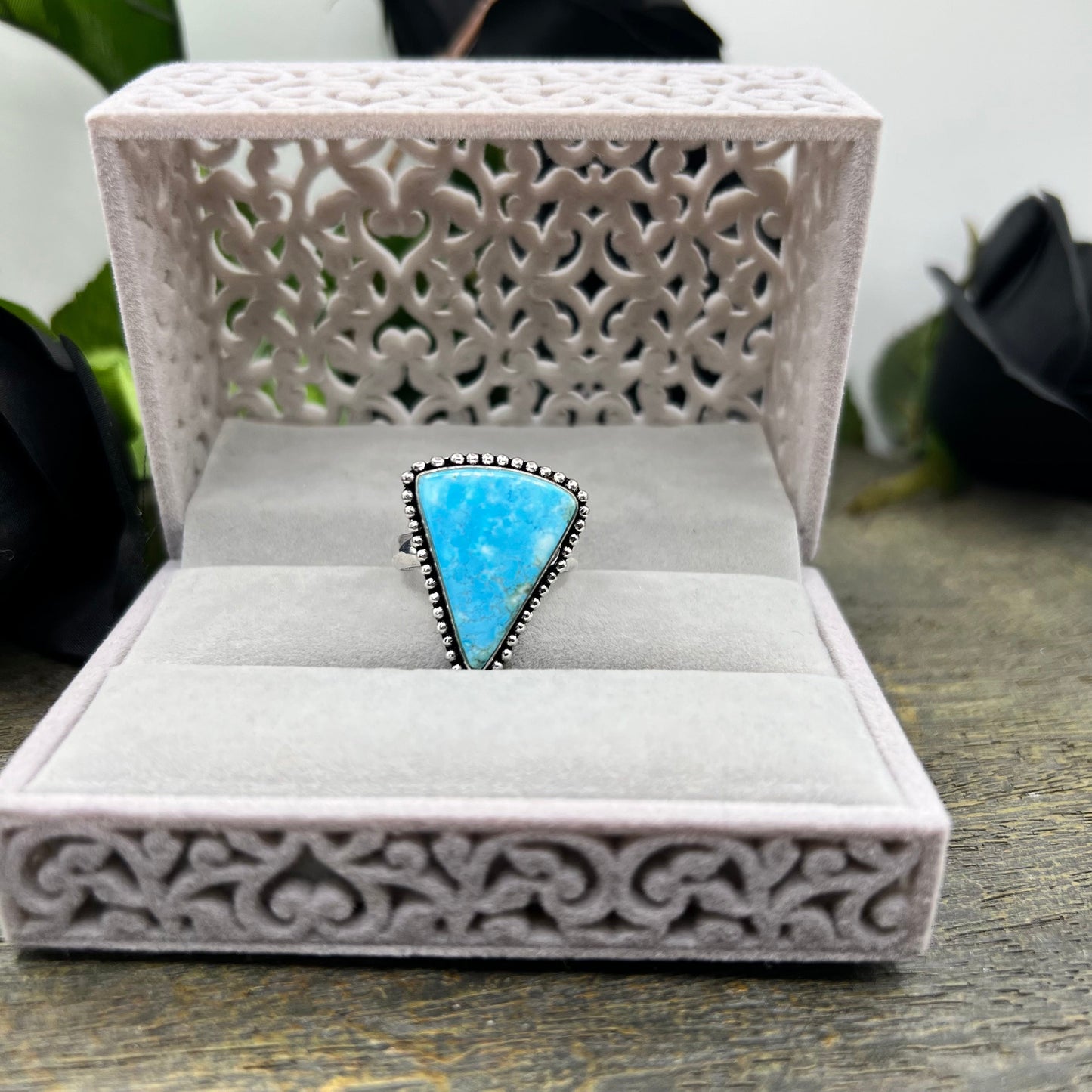 Sterling Silver Turquoise Ring - Size 10