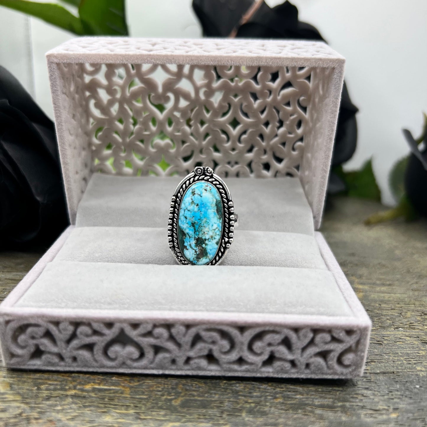 Sterling Silver Turquoise Ring - Size 10