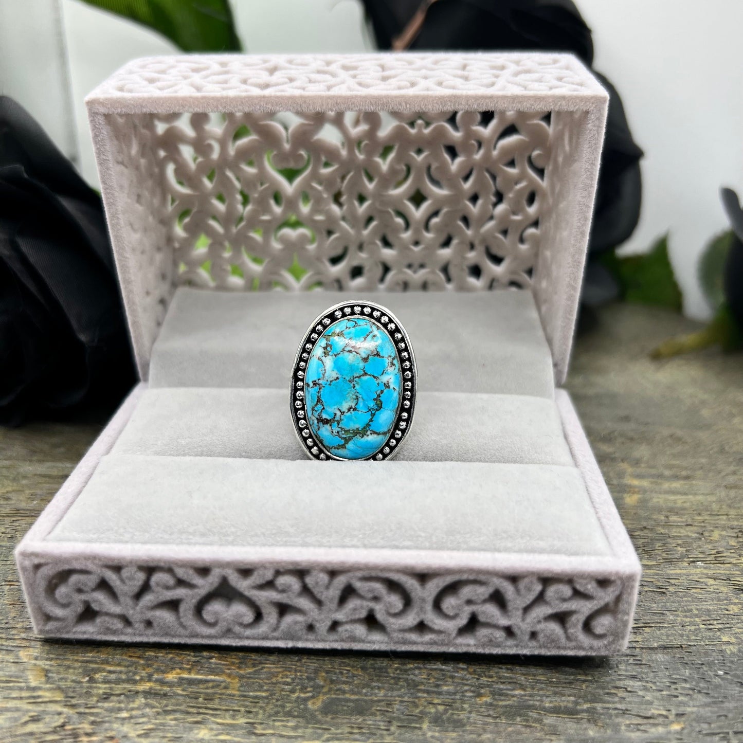 Sterling Silver Turquoise Ring - Size 10