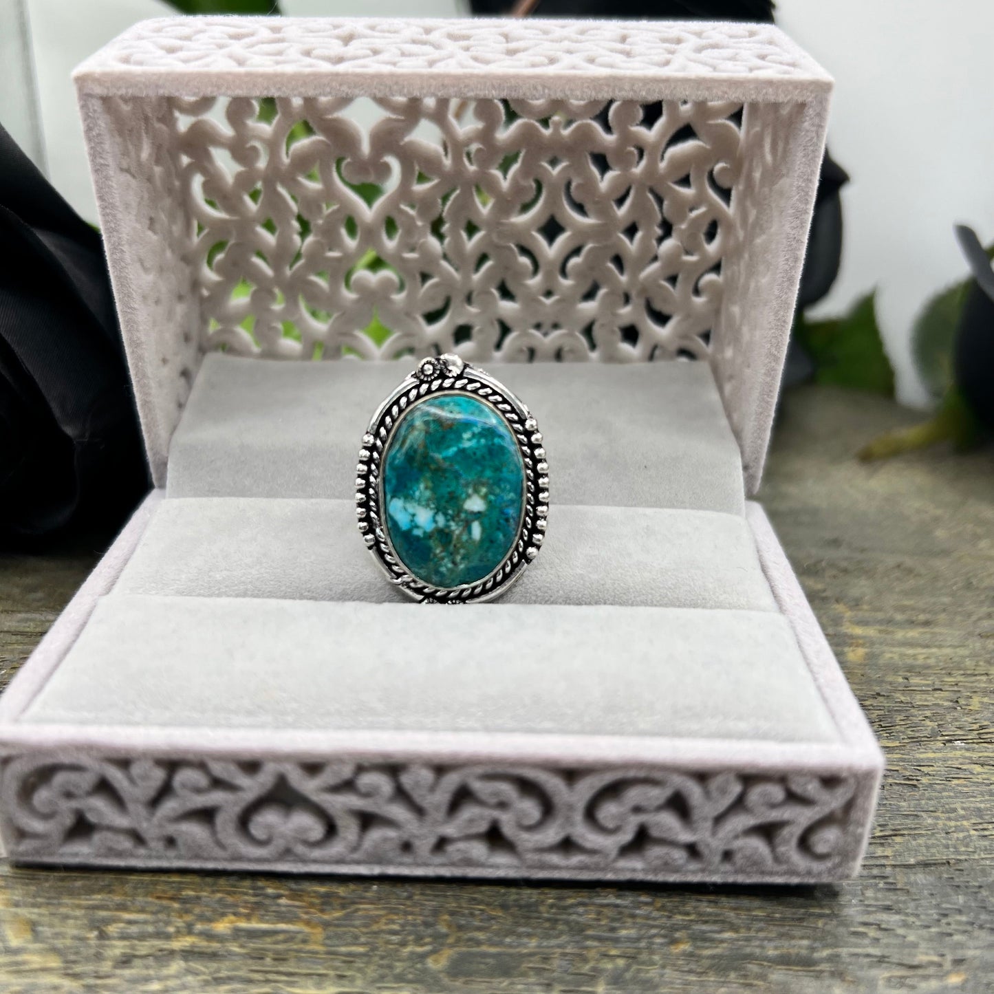 Sterling Silver Turquoise Ring - Size 10