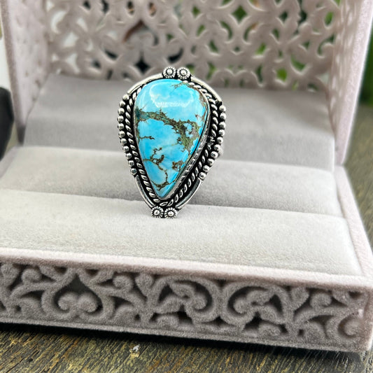 Sterling Silver Turquoise Ring - Size 9.5