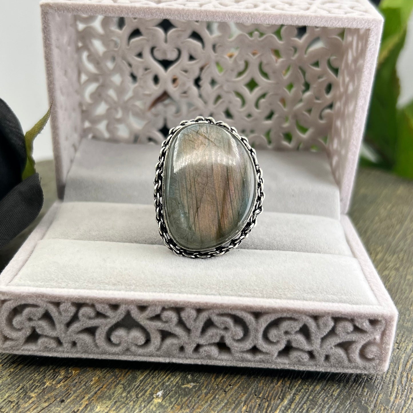 Sterling Silver Labradorite Ring - Size 9.5