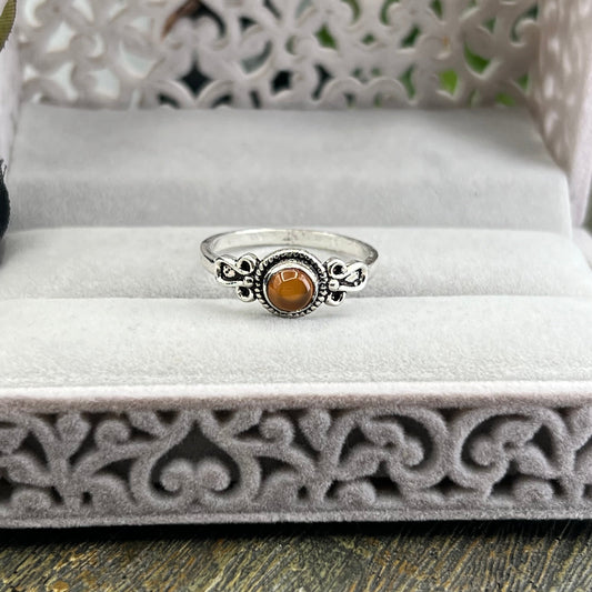 Silver Plated Carnelian Ring - Size 9.5