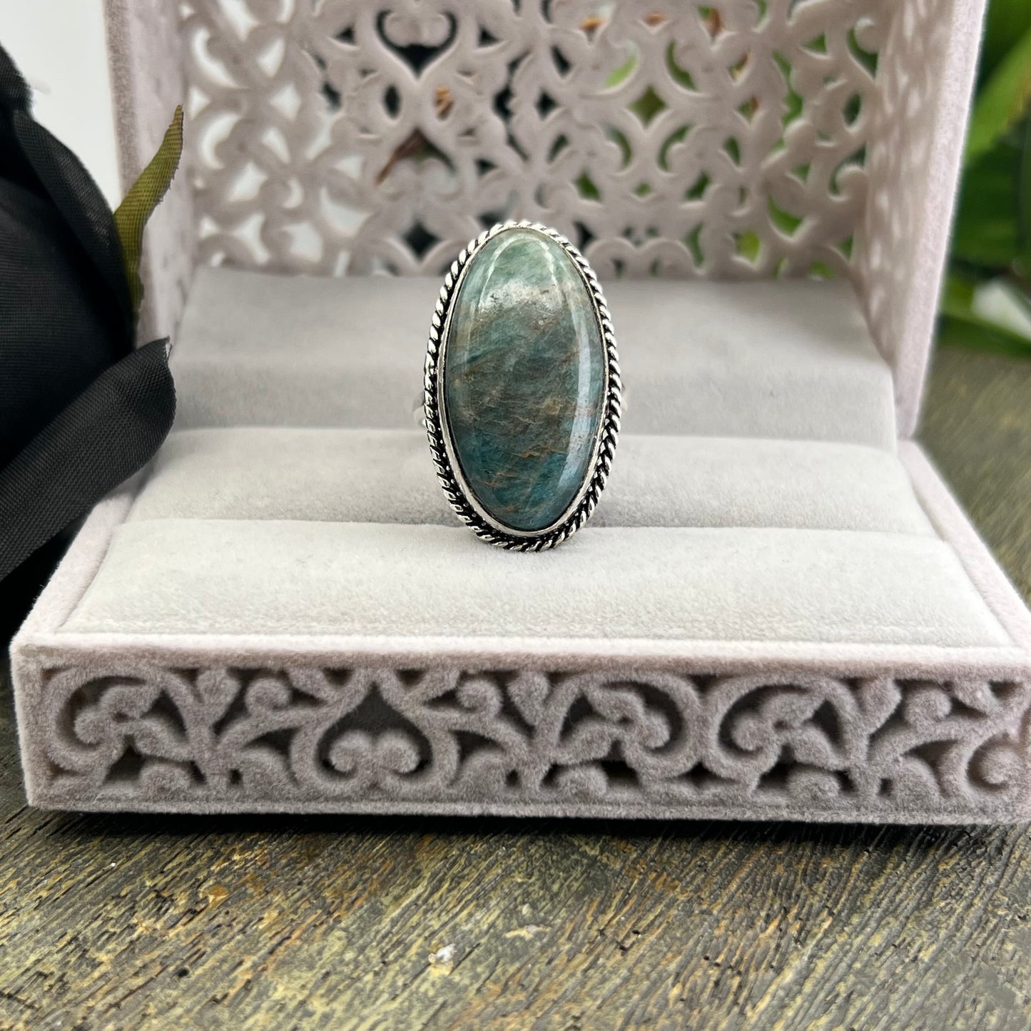 Sterling Silver Blue Apatite Ring - Size 9.5