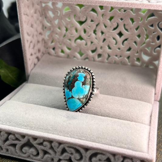 Turquoise Sterling Silver  Ring - Size 9