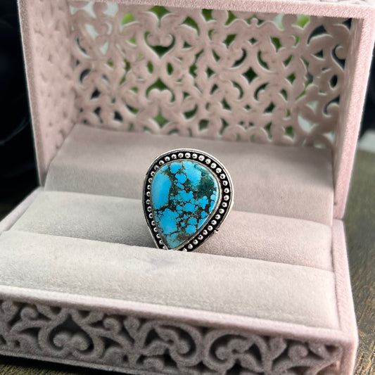 Turquoise Sterling Silver  Ring - Size 9