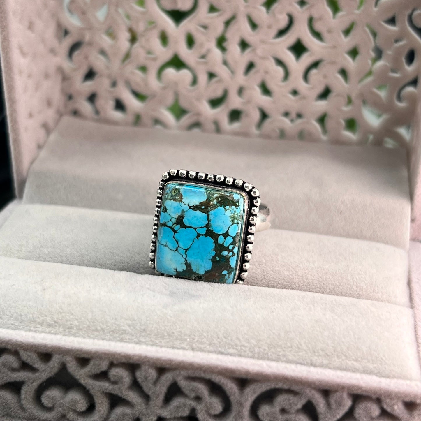 Turquoise Sterling Silver  Ring - Size 9