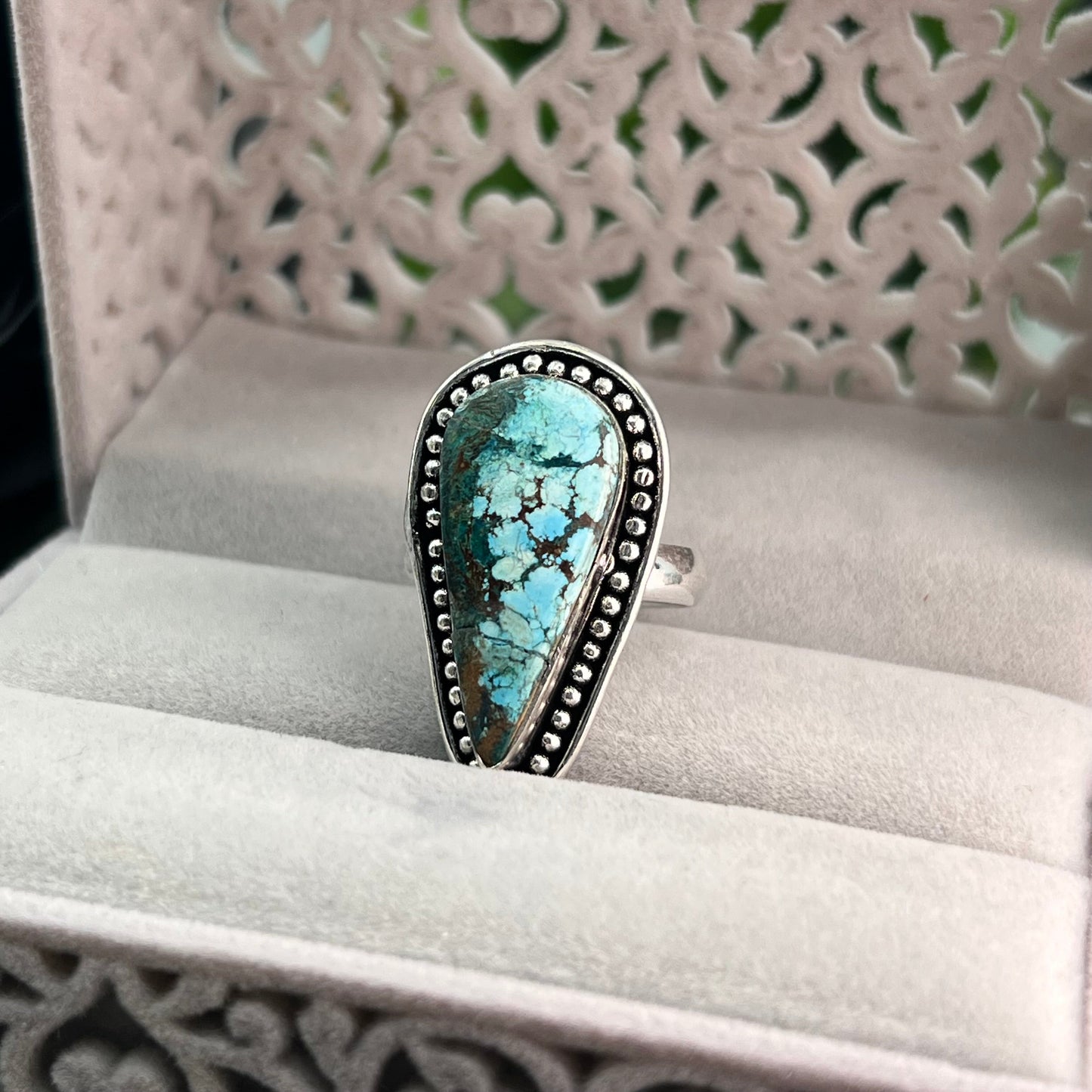 Turquoise Sterling Silver  Ring - Size 9