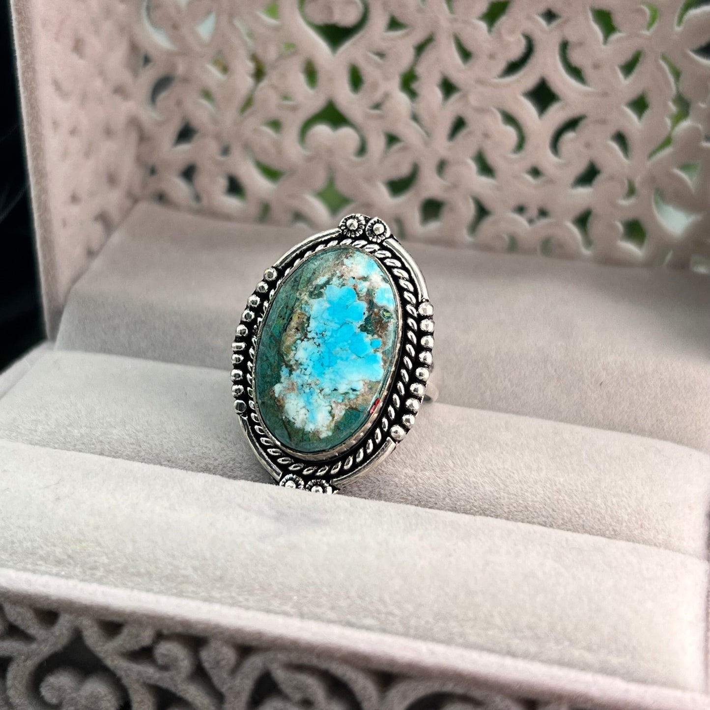 Turquoise Sterling Silver  Ring - Size 9