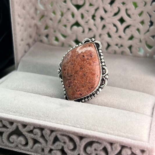 Jasper Sterling Silver  Ring - Size 9