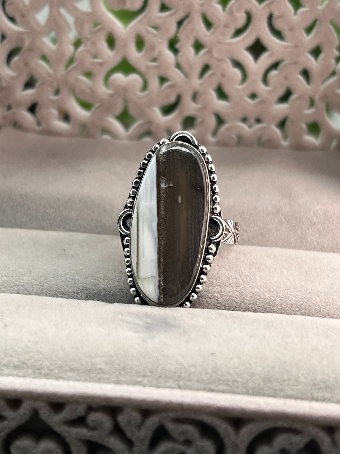 Orca Agate Sterling Silver ring - Size 9