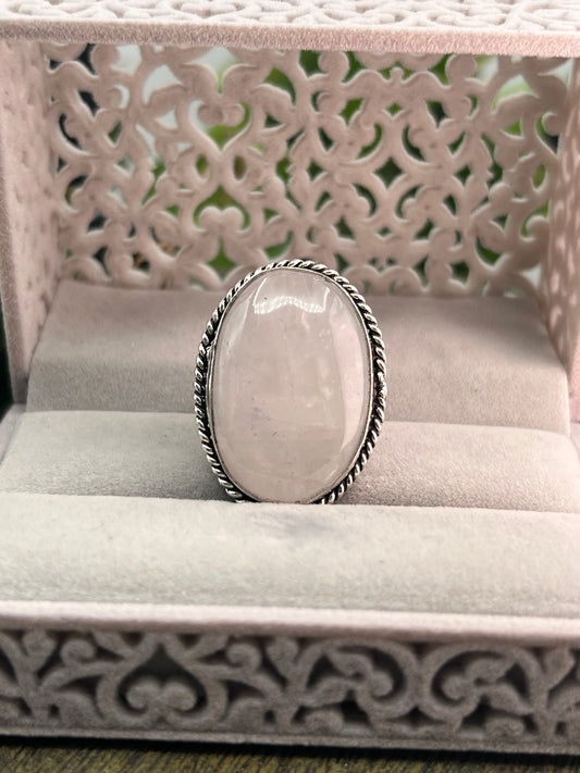 White Quartz Sterling Silver ring - Size 9