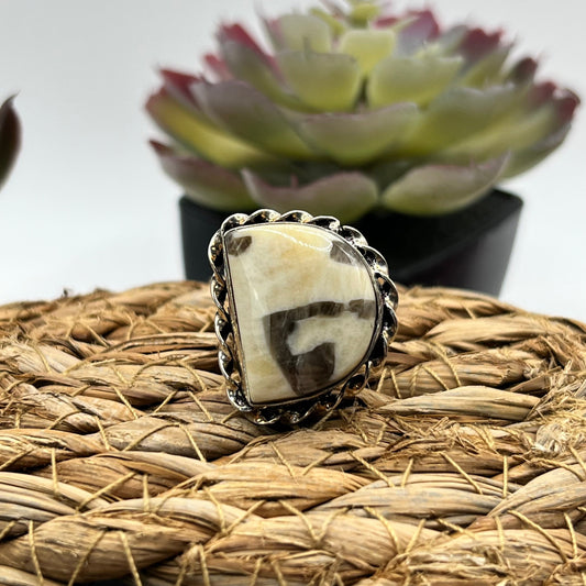 Sterling Silver Zebradorite Ring - Size 8.5