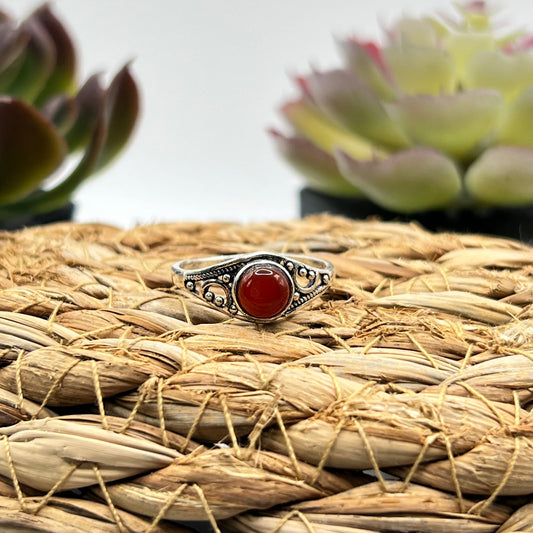 Silver Plated Carnelian Ring - Size 8.5