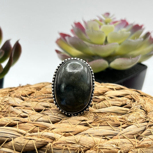 Sterling Silver Labradorite Ring - Size 8.5