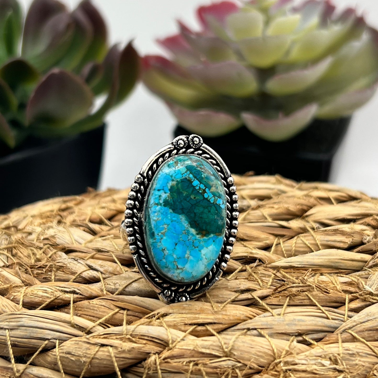 Sterling Silver Turquoise Ring - Size 8