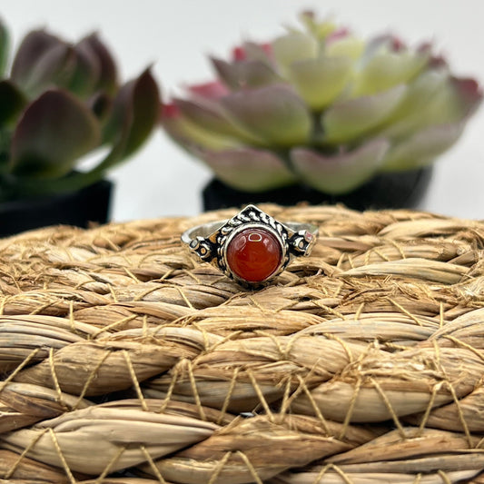 Silver Plated Carnelian Ring - Size 8