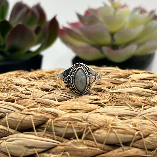 Silver Plated Labradorite Ring - Size 8