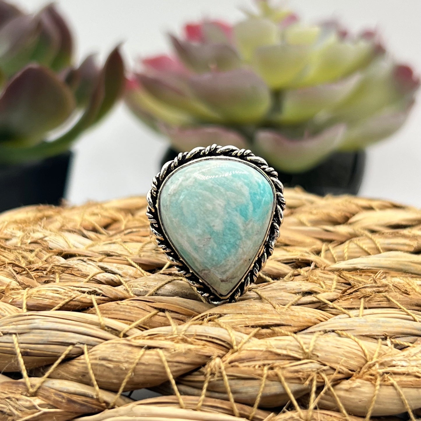 Sterling Silver Amazonite Ring - Size 8