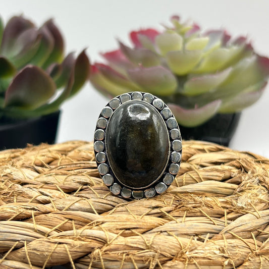 Sterling Silver Labradorite Ring - Size 8