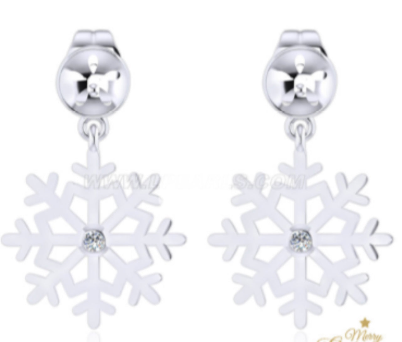 Sterling Silver SnowFlake Earrings W/ Choice of Pearl Colors