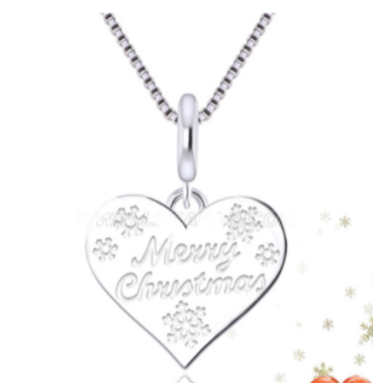 Sterling Silver Merry Christmas Pendant w/ Choice of Pearl