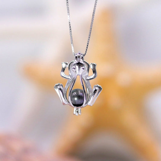 Kissing Frog Sterling Silver cage pendant PREORDER