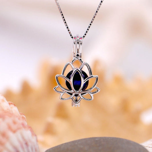 Lotus Flower Sterling Silver cage pendant PREORDER