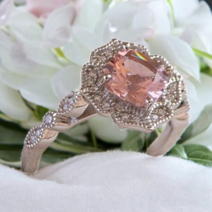 Limited Edition Vintage, Art Deco Morganite Crystal Ring - Available to Order Until 9/17