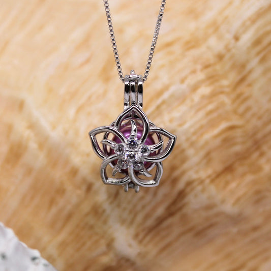 Stargazer Lily Sterling Silver cage pendant PREORDER