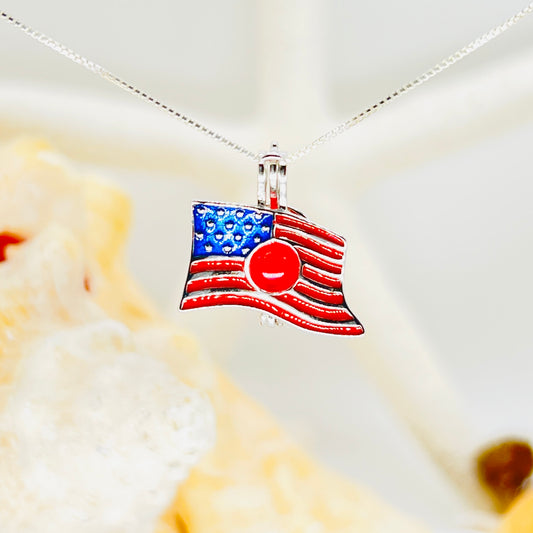 Thank You for Your Service Sterling Silver Flag cage pendant PREORDER